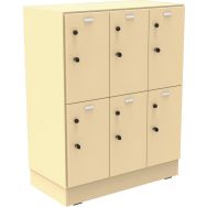Meuble Octet à cases avec portes coloris beige sur socle panneau