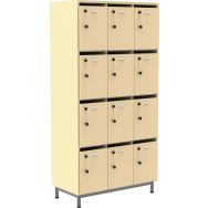 Meuble Octet boite aux lettres 12 cases, coloris beige, socle métal gris RAL9006