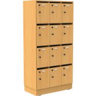 Meuble Octet boite aux lettres 12 cases, coloris hêtre, socle panneau