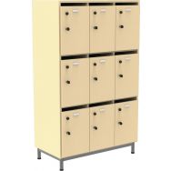 Meuble Octet boite aux lettres 9 cases, coloris beige, socle métal gris RAL9006