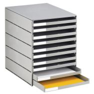 Module de classement écologique - 10 tiroirs - Ouverts - Gris