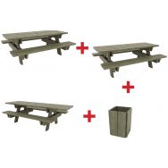 Pack 2 tables Bréhat à sceller - table Bréhat PMR - corbeille 100L Kerguélen