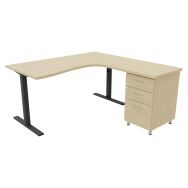 Pack Bureau+caisson haut IDEA asym. ret. à droite 160 cm