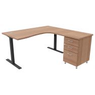 Pack Bureau+caisson haut IDEA asym. ret. à droite 180 cm