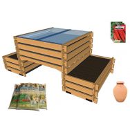 Pack Complet : trio potager 2 x 0,5 m² + 1x1 m² - terreau et graines