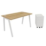 Pack Trendy : Bureau 120x70cm + Caisson mobile blanc