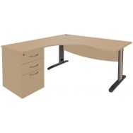 Pack bureau asymétrique Quatuor pied L métal retour à gauche avec caisson HB - Manutan