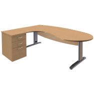 Pack bureau convivial Quatuor + retour avec caisson hauteur bureau