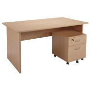 Pack bureau droit Alpha avec caisson mobile