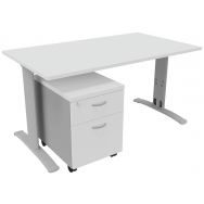 Pack bureau droit Dalia pied fixe et caisson mobile 2 tiroirs