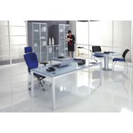 Pack bureau droit Naxos + retour plateau en verre