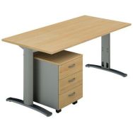 Pack bureau droit + caisson mobile 3 Tiroirs Dalia