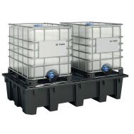 Palette de rétention bi-containeurs en polyéthylène recyclé - 1 050 L