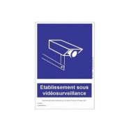 Panneau signalisation vidéosurveillance mural avec dos autocollant