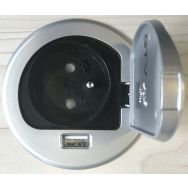 Passe-fil alimentation intégré gauche 76xH80 mm argent/noir