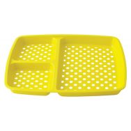 Lot de 6 plateaux baby 3 compartiments 25x21 cm mélamine petits pois blancs