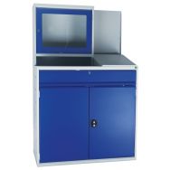 Poste informatique d'atelier L105xP55xH168cm gris/bleu