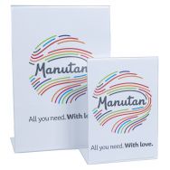 Présentoir de table transparent forme L incliné - Manutan