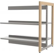 Rayonnage double face sur pieds structure bois/métal Ellipse