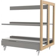 Rayonnage double face sur roulettes structure bois Ellipse