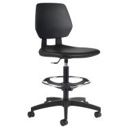 Siège haut sur roulettes Tyka assise tissu enduit avec repose pied
