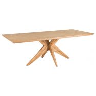 Table Stella plateau plaque chêne piètement pin massif