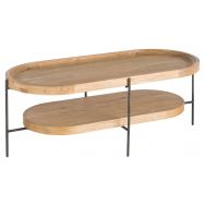 Table basse Hélène pin massif piètement métal noir vieilli