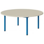 Table maternelle Atlas ronde plateau stratifié beige chants alaisés