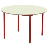 Table maternelle ronde Elodie plateau sous cadre mélaminé beige