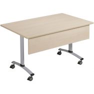 Table plateau stratifié carré Axe + voile de fond
