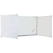 Tableau triptyque émaillé blanc, cadre aluminium strié naturel
