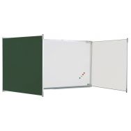 Tableau triptyque émaillé mixte,intérieur blanc,cadre aluminium strié naturel