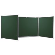 Tableau triptyque émaillé vert, cadre aluminium strié naturel