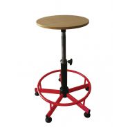 Tabouret assise bois réglable manuellement avec repose-pieds