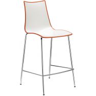 Tabouret haut 4 pieds ZEBRA bicolore blanc/orange