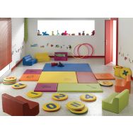Tapis mousse Afrique 180 x 120 cm bleu, sérigraphie éléphant