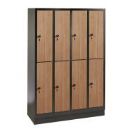 Vestiaire multicases porte bois Evolo II - 4 col./8 cases  Larg. 300 mm