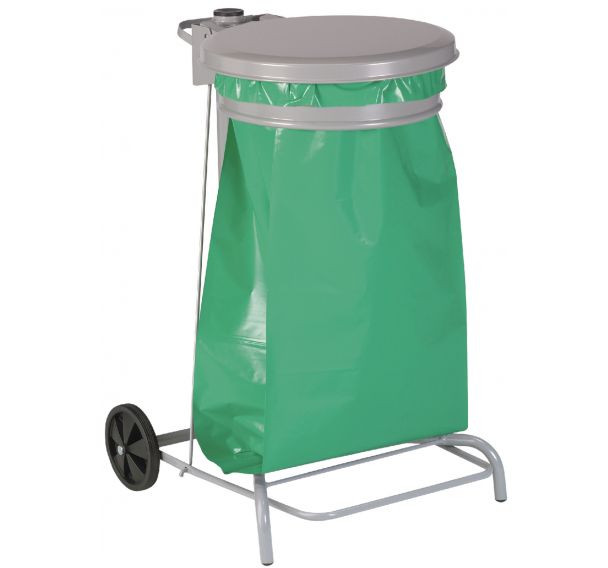 Support sac poubelle 50 litres époxy gris à pédale