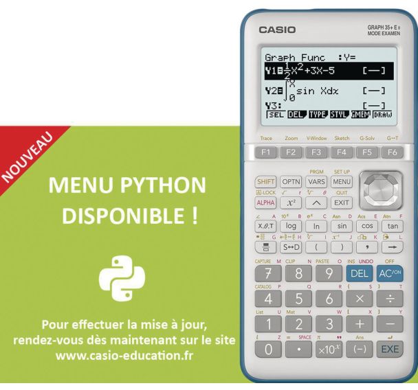 CASIO Calculatrice graphique GRAPH35+E II Menu PYTHON intégré