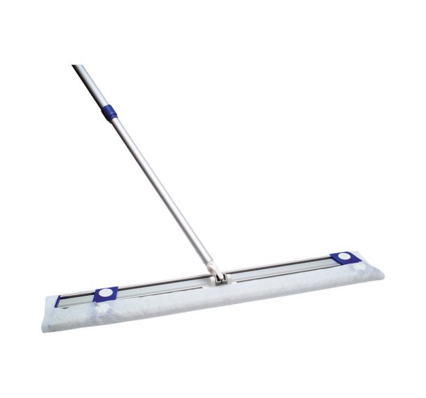 Balai Plateau Trapèze Cozydiscount - 24 Cm Pour Petites Surfaces - Rotation 360° - Aluminium Léger - Bande Scratch Microfibre