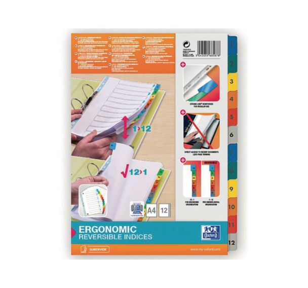 Lot De 5] Intercalaires Classeur A4+ Extra Larges 12 Positions A4