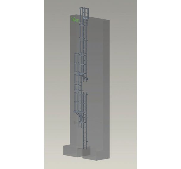 Kit complet échelle à crinoline - Hauteur 14,25 m