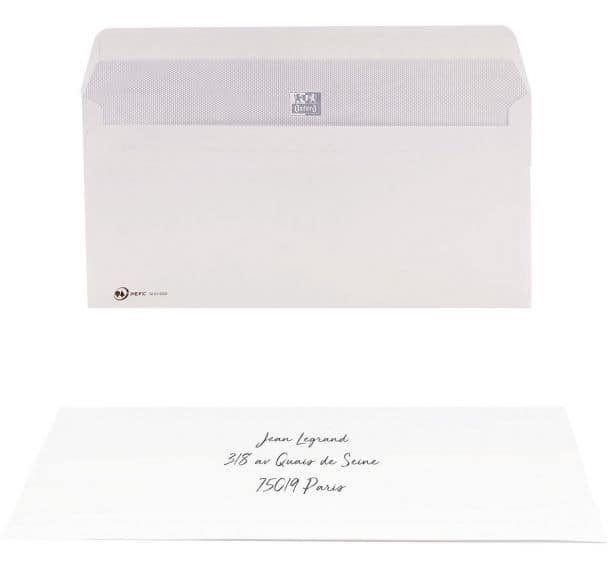 500 enveloppes blanches en papier avec fenêtre - 11 x 22 cm