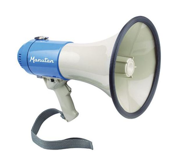 Mégaphone BeMatik 5W – Portable, Sirène, Poignée Ergonomique, 6 Piles AA, Sangle Cou