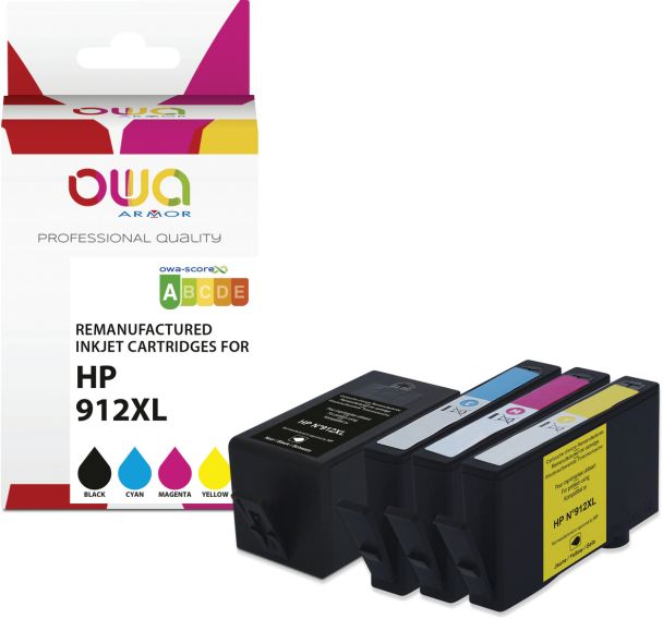 Pack4 cartouche remanufacturée HP 912XL - 4 couleurs