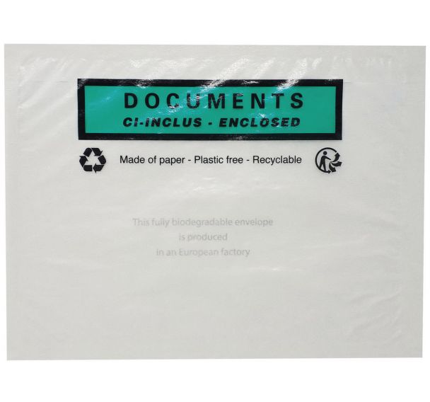 Pochettes adhésives porte-documents imprimée documents-ci-inclus