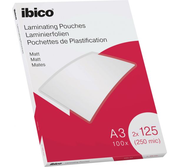 Pochettes plastification A3- 2 x125µ- mates - Ibico