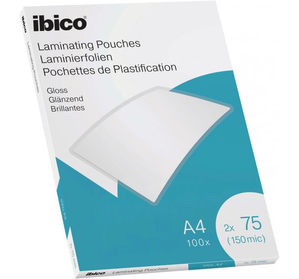 Pochettes plastification A4 Ibico brillantes, boite 100