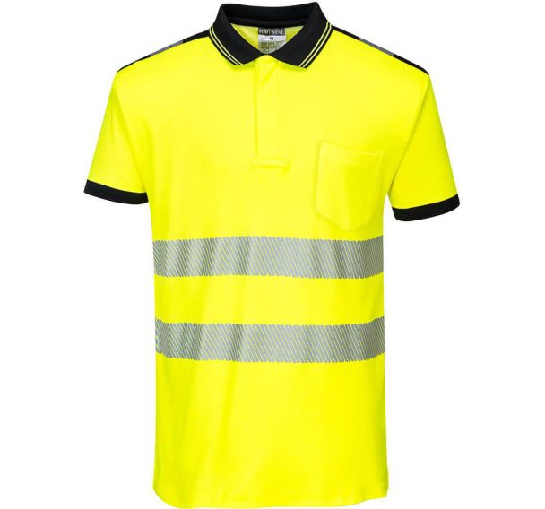 Polo haute visibilit PW3 jaune noir Portwest Manutan