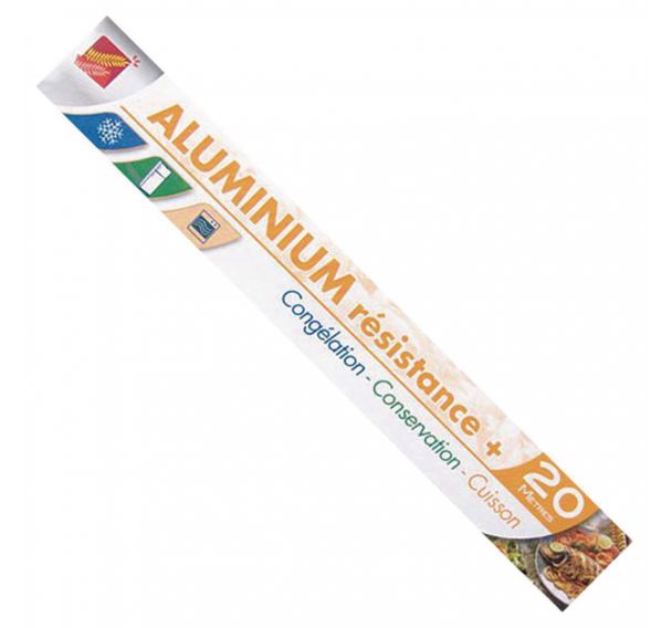 Rouleau papier Aluminium 20 m x 0.30 m - 15 Microns